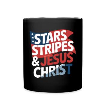Amerikanischer Gläubiger Christ July 4th Jesus - Tasse einfarbig - Schwarz - Vorne