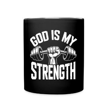 Dieu est ma force ! Croire en Jésus chrétien - Mug uni - noir - Devant