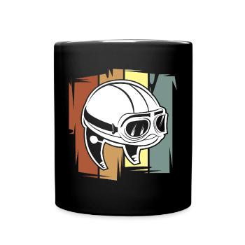 Oldschool Retro Biker - Caferacer und Motorradlogo - Tasse einfarbig - Schwarz - Vorne