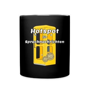 Hotspot für Sprachnachrichten, gelbe Telefonzelle - Tasse einfarbig - Schwarz - Vorne