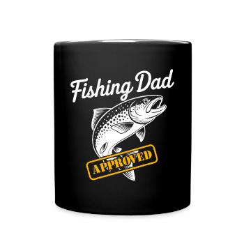 Bester Angelpapa Best Fishing Dad Approved - Tasse einfarbig - Schwarz - Vorne