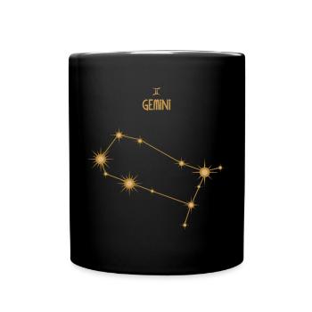 Gemini Zodiac Sign Star Constellation Golden Tones - Full Colour Mug - black - Front