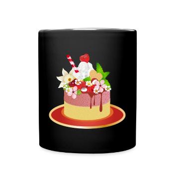 Tartelette fruitée – motif dessert sucré - Mug uni - noir - Devant