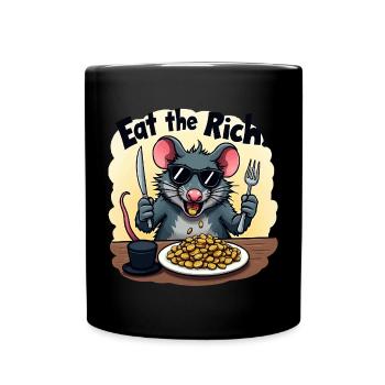 Rebellratte – Eat the Rich with a bite - Full Colour Mug - black - Front