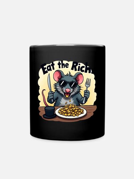 Rebellratte – Eat the Rich with a bite - Full Colour Mug - black