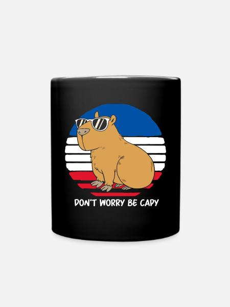 Dont Worry Be Capy Capybara - Tasse einfarbig - Schwarz