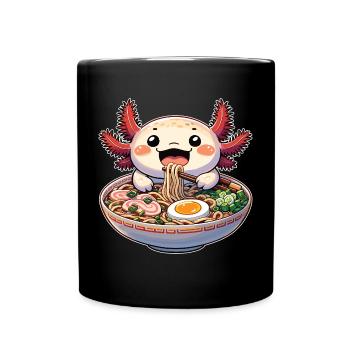 Axolotl with noodles ramen kawaii axolotl - Full Colour Mug - black - Front