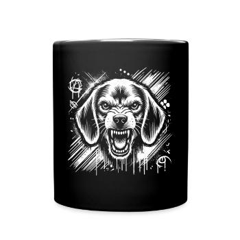 Aggressiver Beagle als im coolen Graffiti Stil - Tasse einfarbig - Schwarz - Vorne