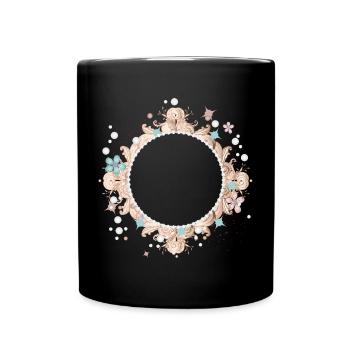 Cadre rond avec ornements baroques - Mug uni - noir - Devant
