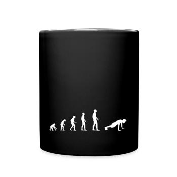 Fitness Liegestütz – Evolution - Tasse einfarbig - Schwarz - Vorne