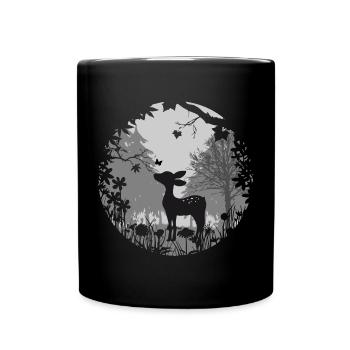 un faon avec un papillon - Mug uni - noir - Devant