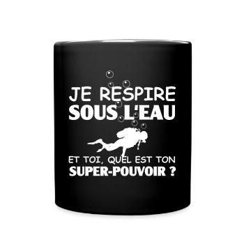Je respire sous l'eau - Mug uni - noir - Devant