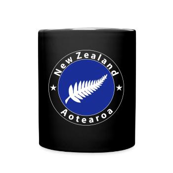 New Zealand Wappen Blau - Full Colour Mug - black - Front