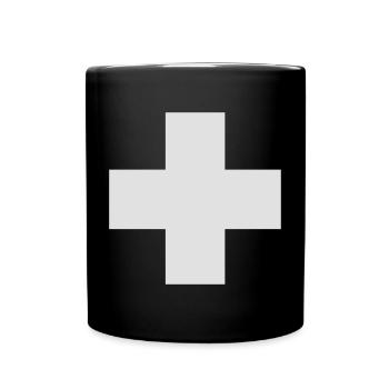 Schweizerkreuz - Tasse einfarbig - Schwarz - Vorne