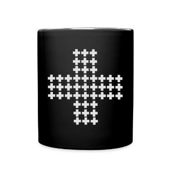 Viele Schweizerkreuze - Tasse einfarbig - Schwarz - Vorne