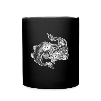 Koi Tanz im Schwarzweiß - Tasse einfarbig - Schwarz - Vorne