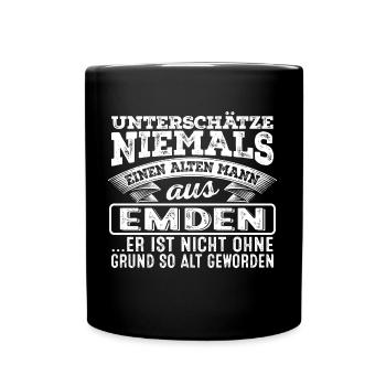 Der alte Mann aus EMDEN - Tasse einfarbig - Schwarz - Vorne