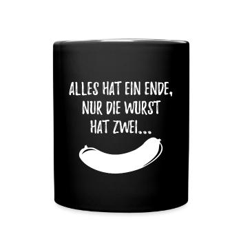 Alles Wurst weis - Tasse einfarbig - Schwarz - Vorne
