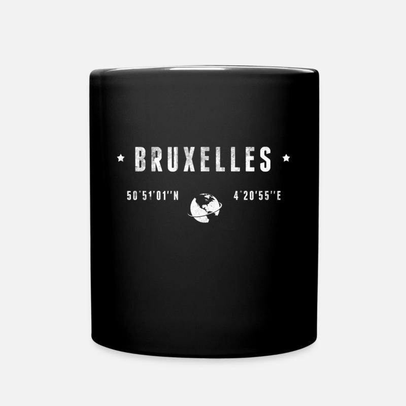 Bruxelles Coordonnées Géographiques Stylisées - Mug uni - noir