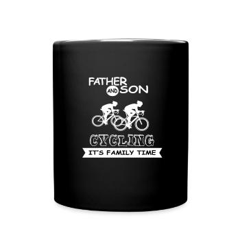 Vater und Sohn - Radfahren - Tasse einfarbig - Schwarz - Vorne