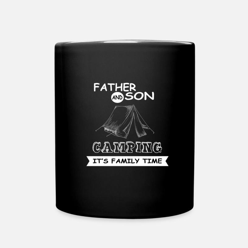 Vater und Sohn - Camping - Tasse einfarbig - Schwarz