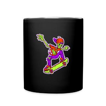 Neon Skelett Skateboarder - Tasse einfarbig - Schwarz - Vorne