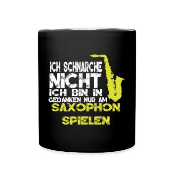 Saxophon Schnarchen - Tasse einfarbig - Schwarz - Vorne