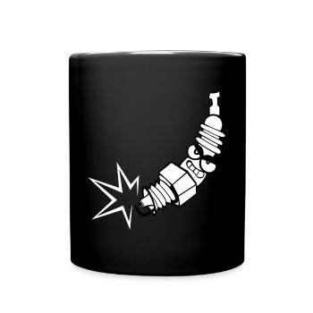 Zündkerze Comic mit Gesicht - Tasse einfarbig - Schwarz - Vorne