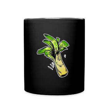 Lauchfreund Cartoon - Tasse einfarbig - Schwarz - Vorne