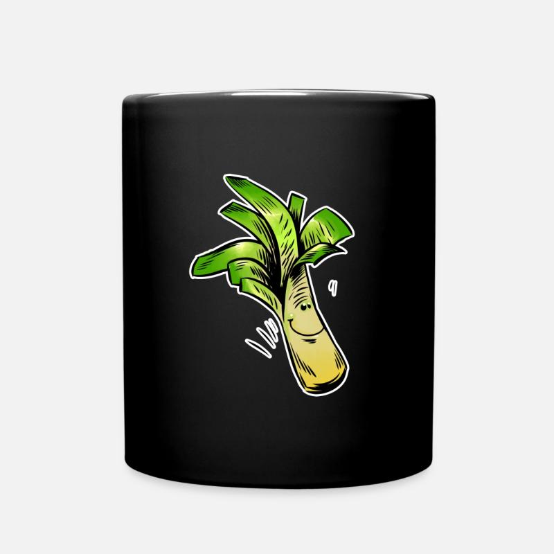 Lauchfreund Cartoon - Tasse einfarbig - Schwarz
