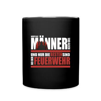 Die Besten sind Feuerwehr – Heldenhaft im Einsatz - Tasse einfarbig - Schwarz - Vorne