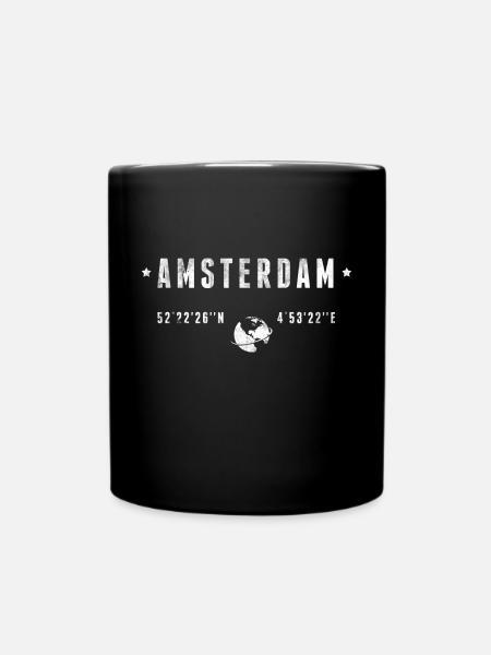 Amsterdam Coordonnées Géographiques Stylisées - Mug uni - noir