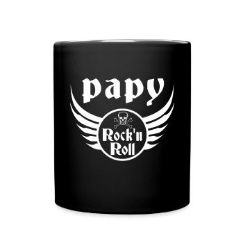 Papy Rock'n Roll Skull Ailes Vintage - Mug uni - noir - Devant
