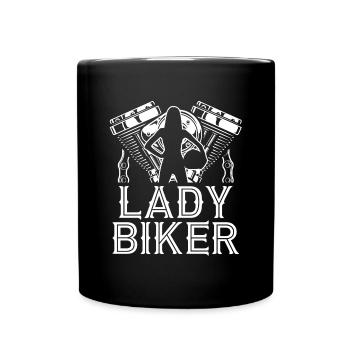 Moto - pelouse - motocycliste - cyclomoteur - Mug uni - noir - Devant