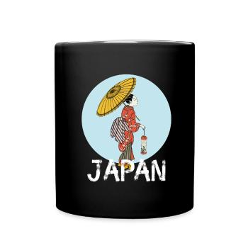 japan vintage retro geisha Kunst kimono manga cosp - Tasse einfarbig - Schwarz - Vorne