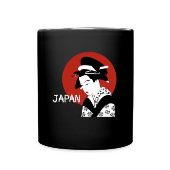 japan geisha flag art woman cosplay manga kimon - Full Colour Mug - black - Front