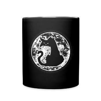 Halloween black cat in moonlight, creep - Full Colour Mug - black - Front