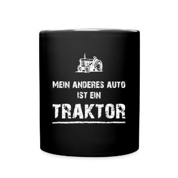 Mein anderes Auto ist ein Traktor! - Tasse einfarbig - Schwarz - Vorne