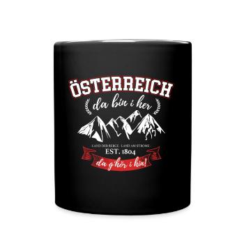 Österreich – Stolz auf die Heimat der Berge - Tasse einfarbig - Schwarz - Vorne