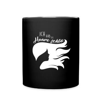 Ich habe die Haare schön - Haarmähne - Tasse einfarbig - Schwarz - Vorne