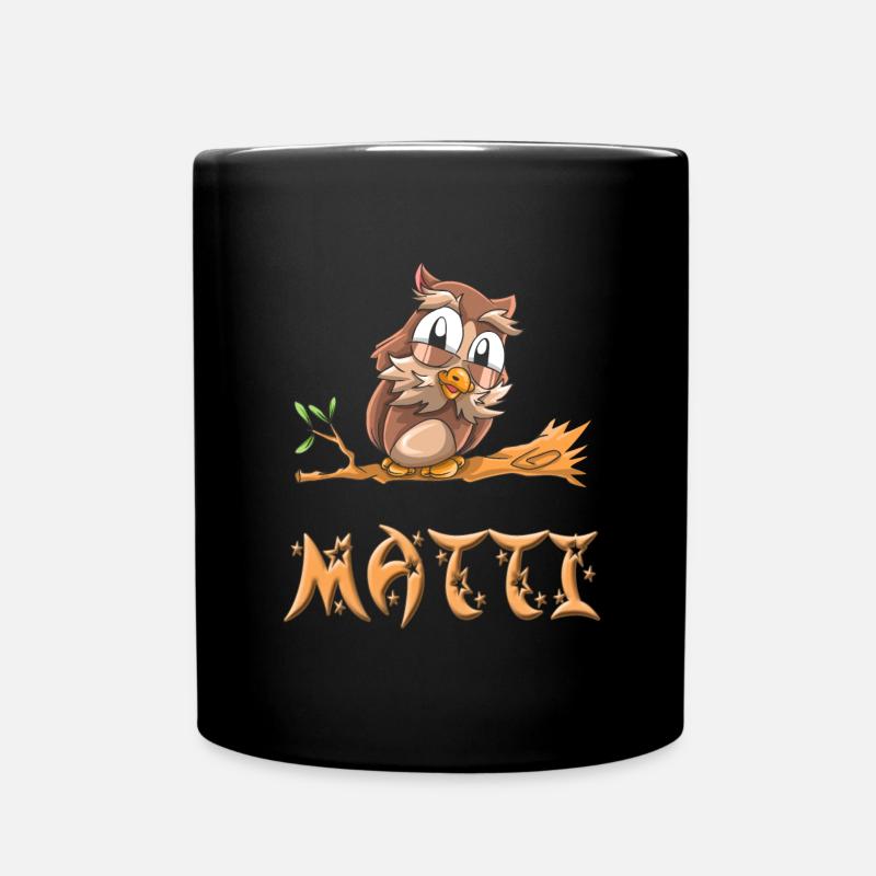 Eule Matti - Tasse einfarbig - Schwarz