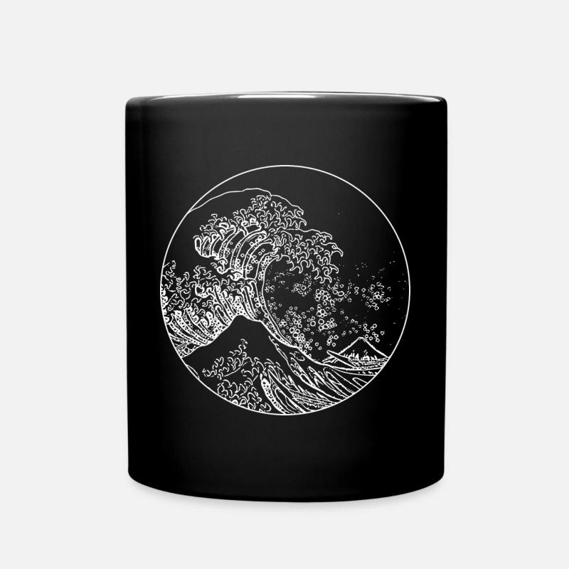 Wave white - Full Colour Mug - black