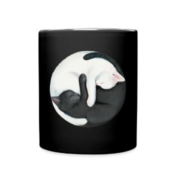 Yin Yang Balancing Cats - Full Colour Mug - black - Front
