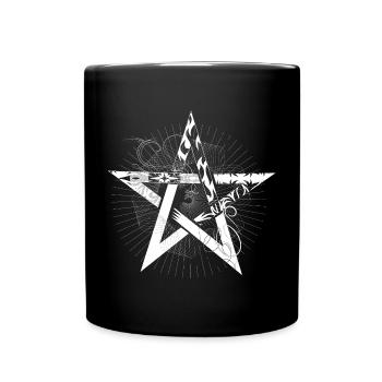 weißes Pentagramm mit Strahlen - Tasse einfarbig - Schwarz - Vorne
