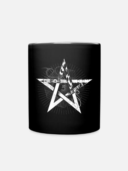 un pentagramme blanc avec des rayons - Mug uni - noir