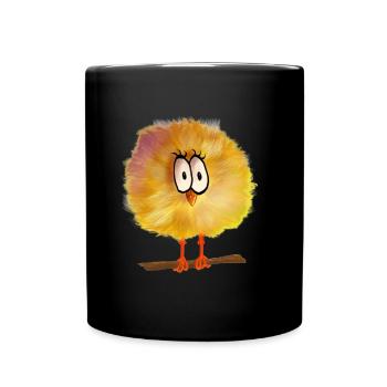 komischer Vogel - Tasse einfarbig - Schwarz - Vorne