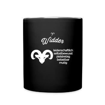 Sternzeichen Widder - Tasse einfarbig - Schwarz - Vorne