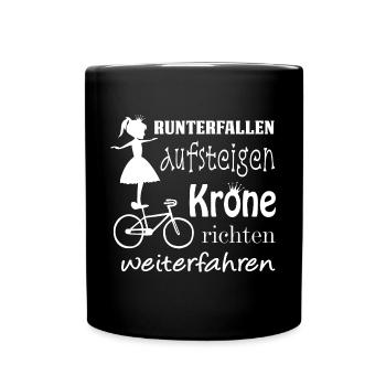 Kunstrad, Kunstradfahren, Krone richten - Tasse einfarbig - Schwarz - Vorne