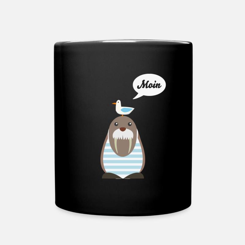 Moin, Seelöwe, Möwe - Tasse einfarbig - Schwarz