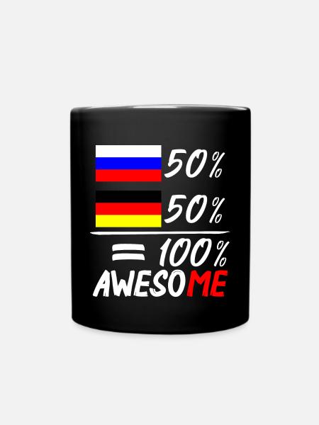 50% Russisch 50% Deutsch - Tasse einfarbig - Schwarz